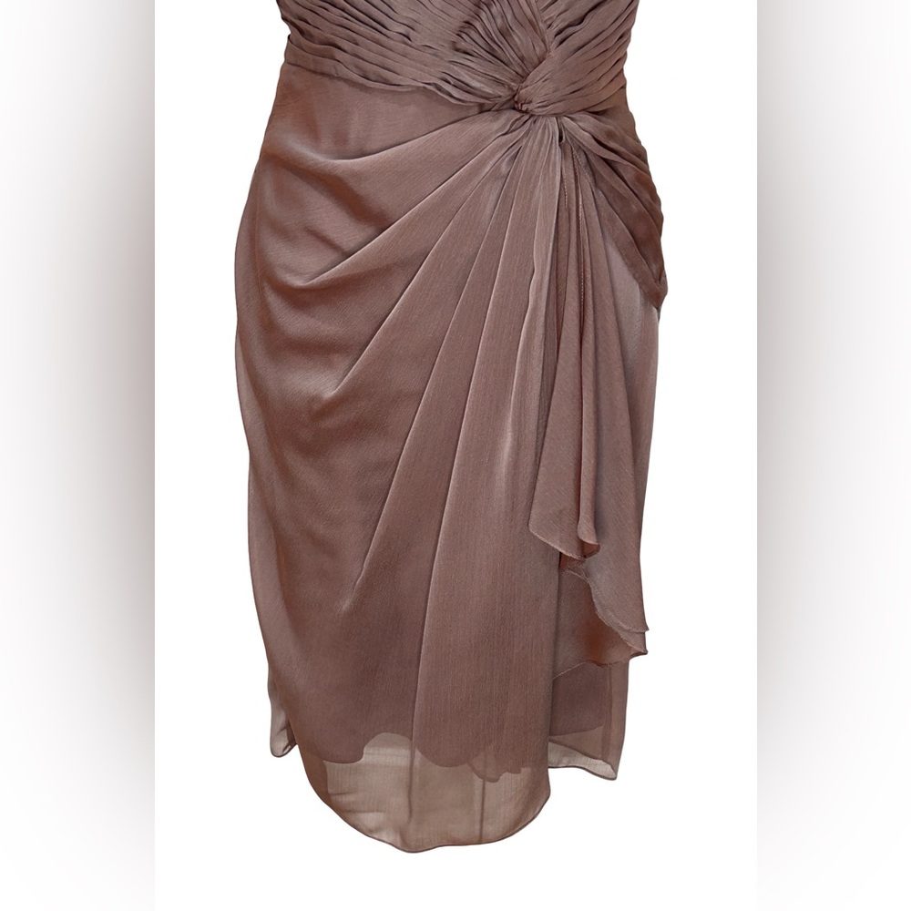 Adrianna Papell Mauve Pink Chiffon Pleated Cocktail Dress Ruched Size 8 Fairy - Picture 4 of 10